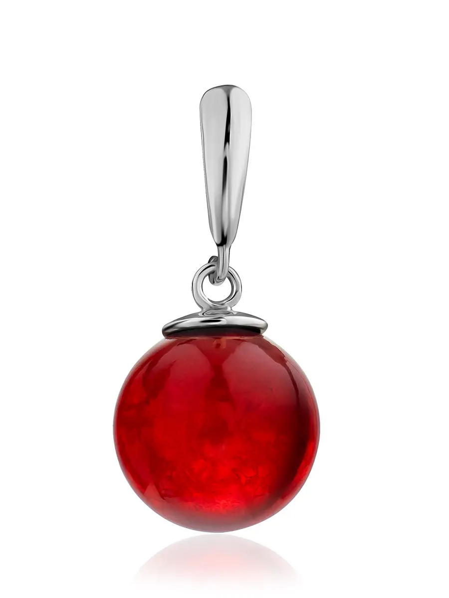 картинка Подвеска с ярко-красным янтарём «Юпитер» в онлайн магазине
