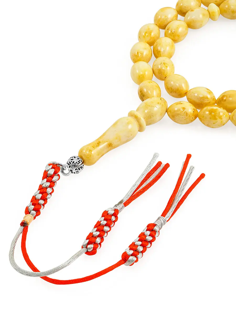 картинка Чётки из натурального формованного янтаря молочно-медового цвета в онлайн магазине