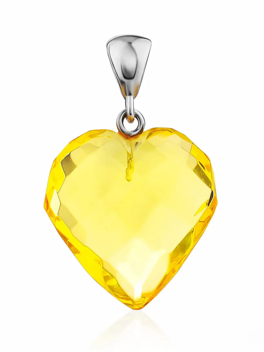 картинка Подвеска из натурального лимонного янтаря «Сердце алмазное» в онлайн магазине