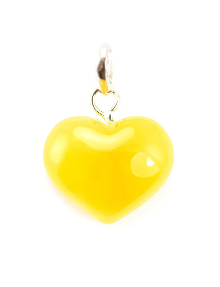 картинка Кулон из натурального цельного янтаря «Сердце» цвета мёда в онлайн магазине