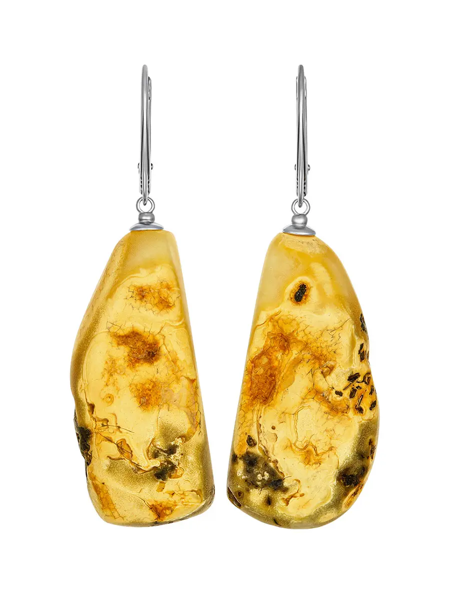 картинка Серьги в этническом стиле из натурального текстурного янтаря «Помпеи» в онлайн магазине