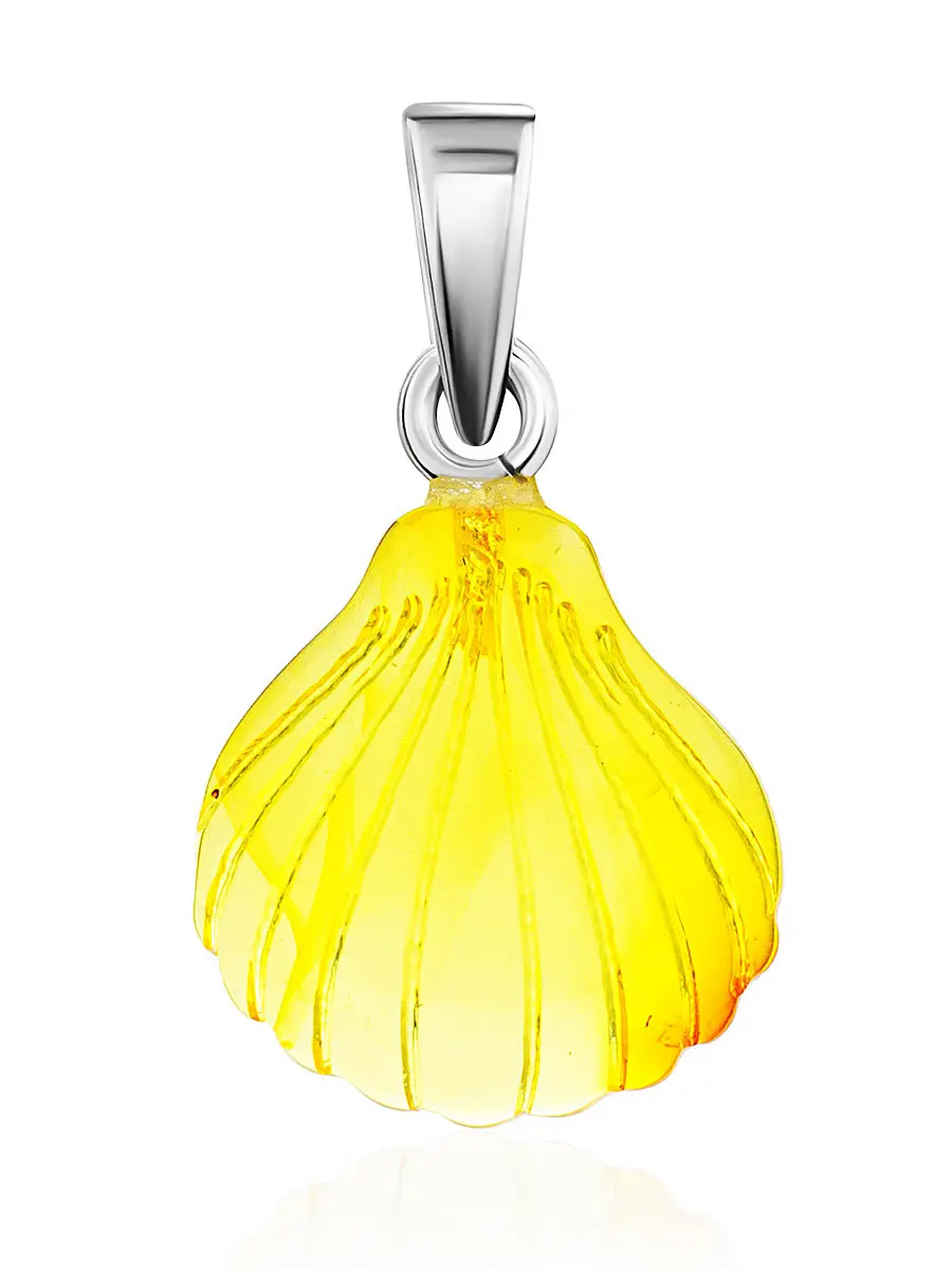 картинка Миниатюрная подвеска из натурального лимонного янтаря «Ракушка» в онлайн магазине