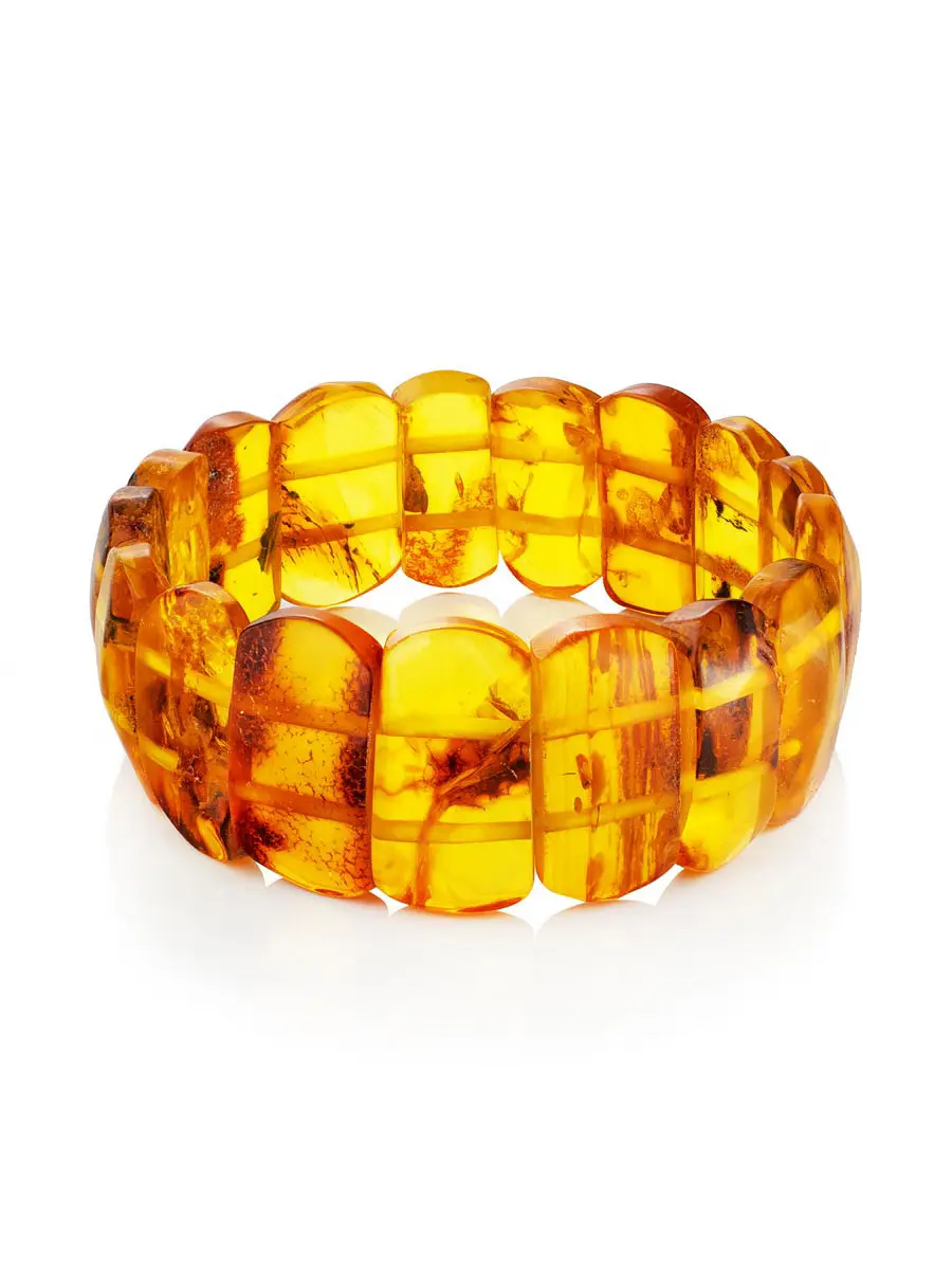 картинка Яркий браслет из золотистого балтийского янтаря «Помпеи» в онлайн магазине