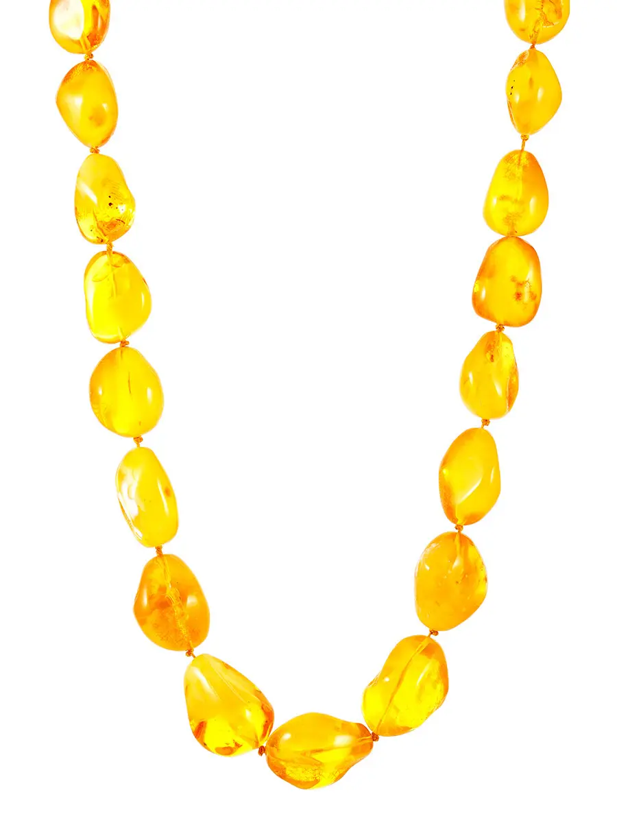 картинка Бусы «Леденцы» из цельных кусочков натурального прозрачного янтаря ярко-медового цвета в онлайн магазине