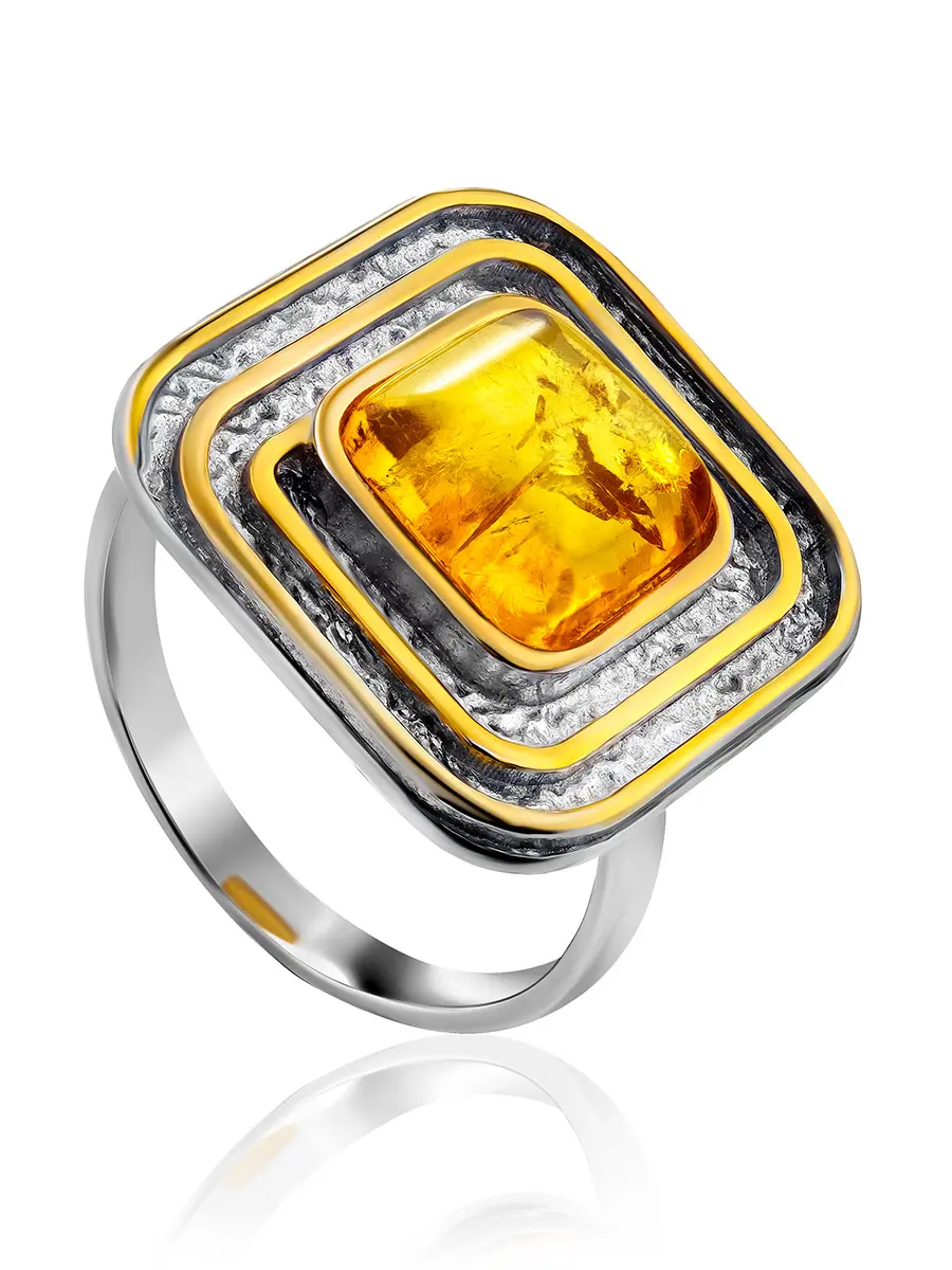 картинка Кольцо «Колхида» с натуральным золотистым янтарём в онлайн магазине