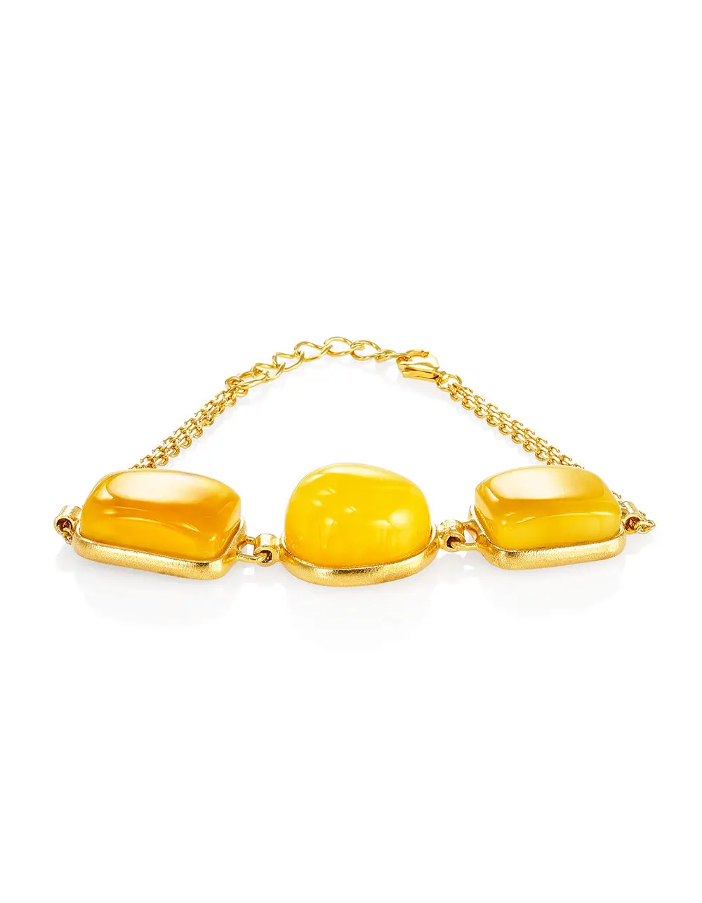 картинка Эффектный браслет из серебра в позолоте и балтийского янтаря «Белла Терра» в онлайн магазине