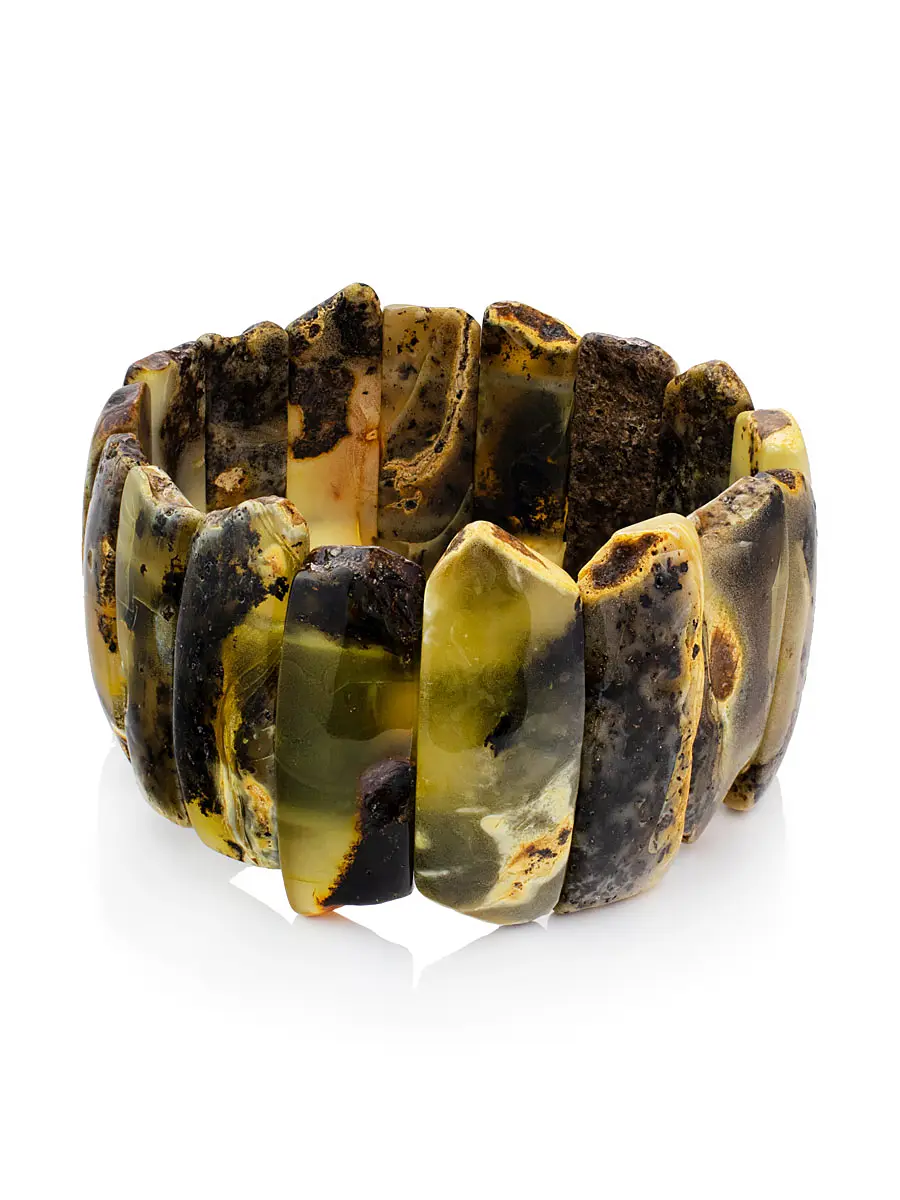 картинка Стильный браслет для женщин и мужчин из натурального текстурного янтаря «Помпеи» в онлайн магазине