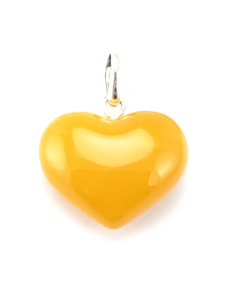 картинка Кулон-сердечко из натурального балтийского янтаря красивого горчичного цвета в онлайн магазине