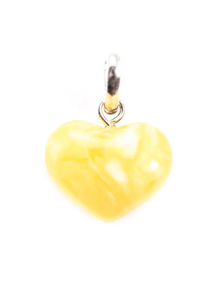картинка Подвеска «Сердце» из натурального молочно-медового текстурного янтаря в онлайн магазине