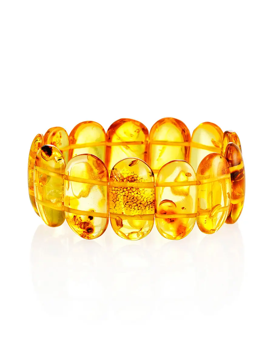 картинка Плоский браслет из натурального балтийского янтаря лимонного цвета в онлайн магазине