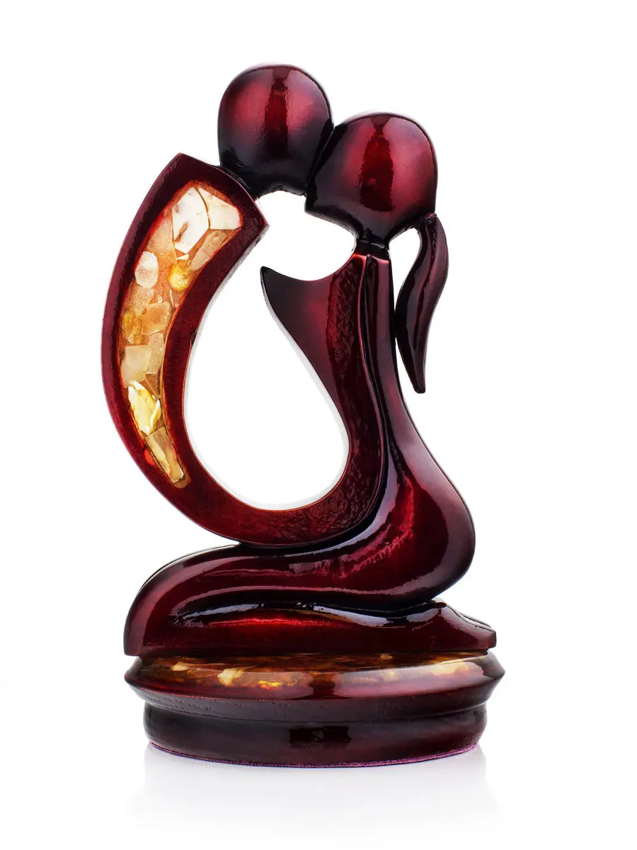 картинка Интерьерная статуэтка «Инь-Ян» из дерева и натурального янтаря в онлайн магазине
