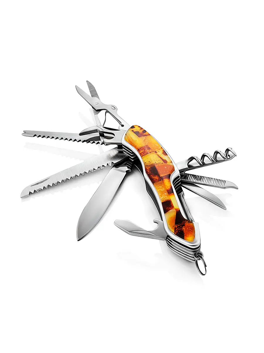 картинка Функциональный перочинный нож, украшенный янтарной мозаикой в онлайн магазине