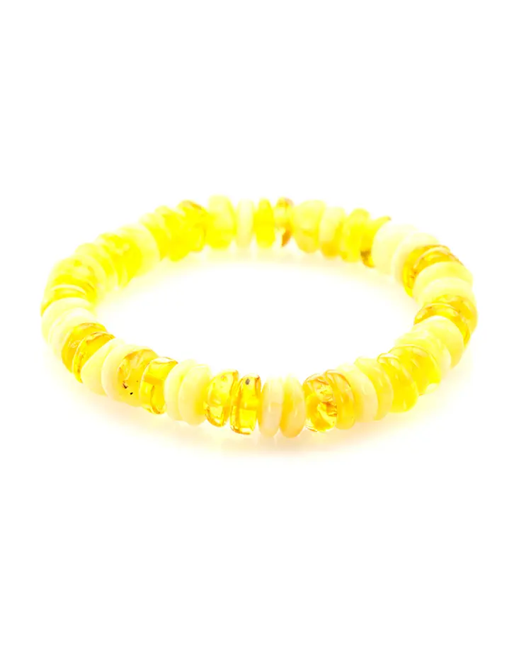картинка Яркий нарядный браслет из натурального балтийского янтаря медового цвета «Карамель двухцветная» в онлайн магазине