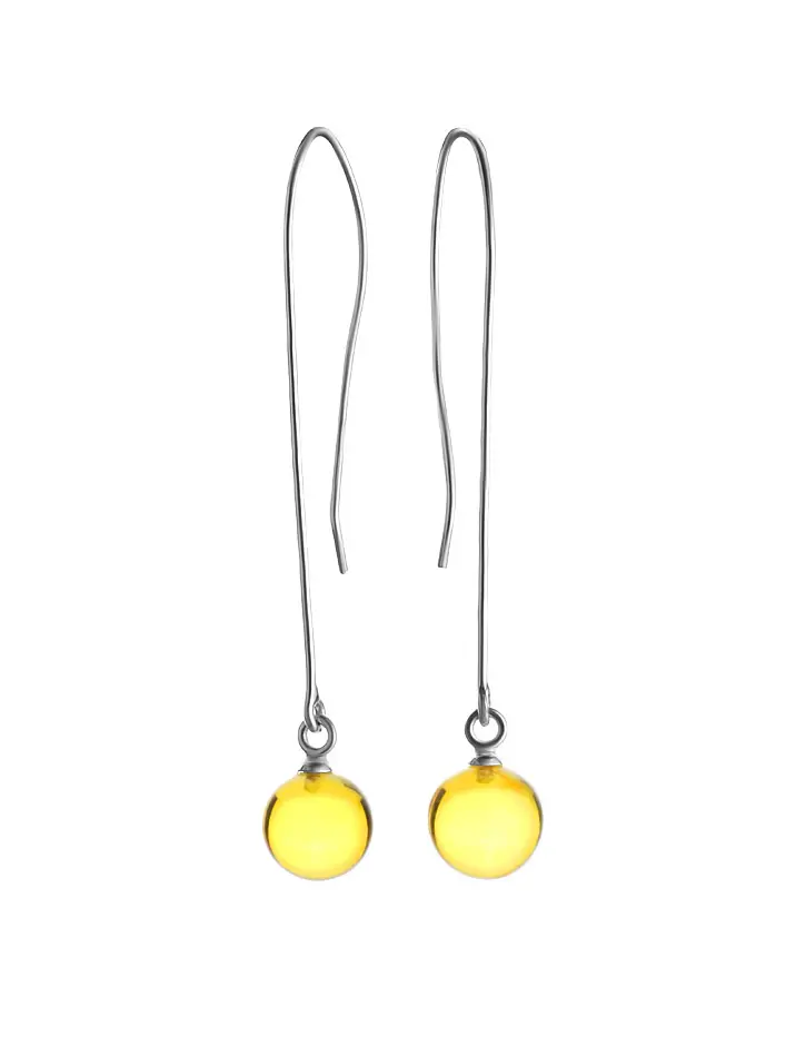 картинка Серьги из натурального янтаря лимонного цвета с серебром «Юпитер» в онлайн магазине