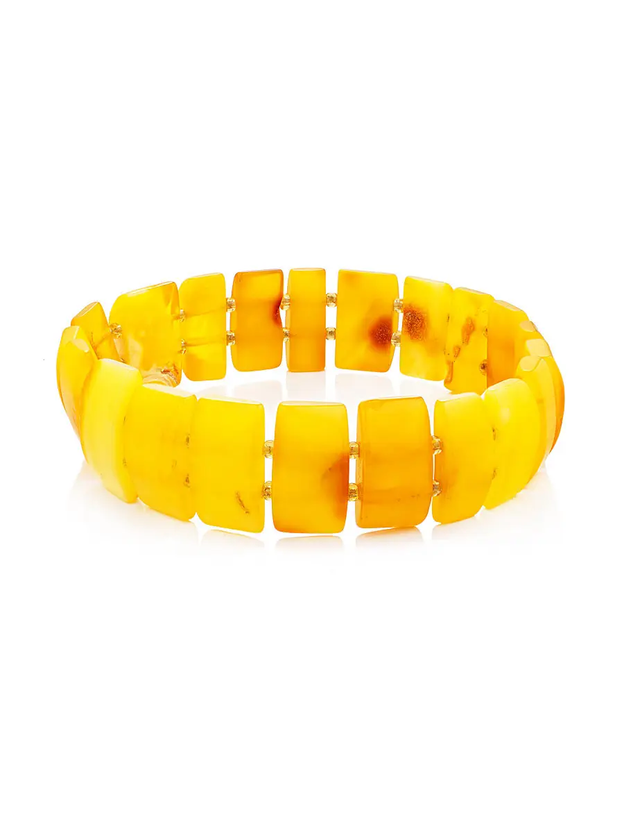 картинка Плоский браслет из натурального янтаря красивого медового цвета в онлайн магазине