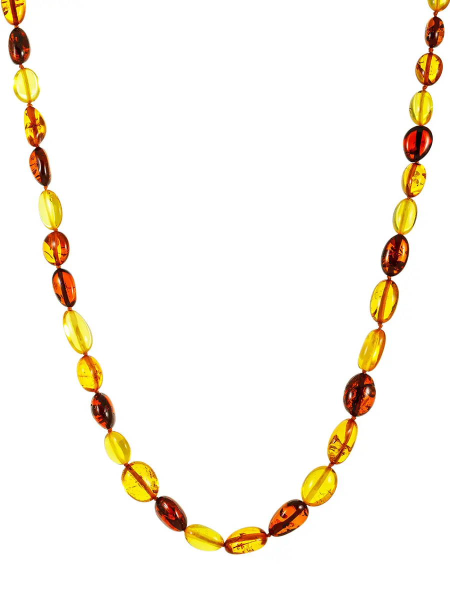 картинка Янтарные бусы «Оливка трёхцветная» в онлайн магазине