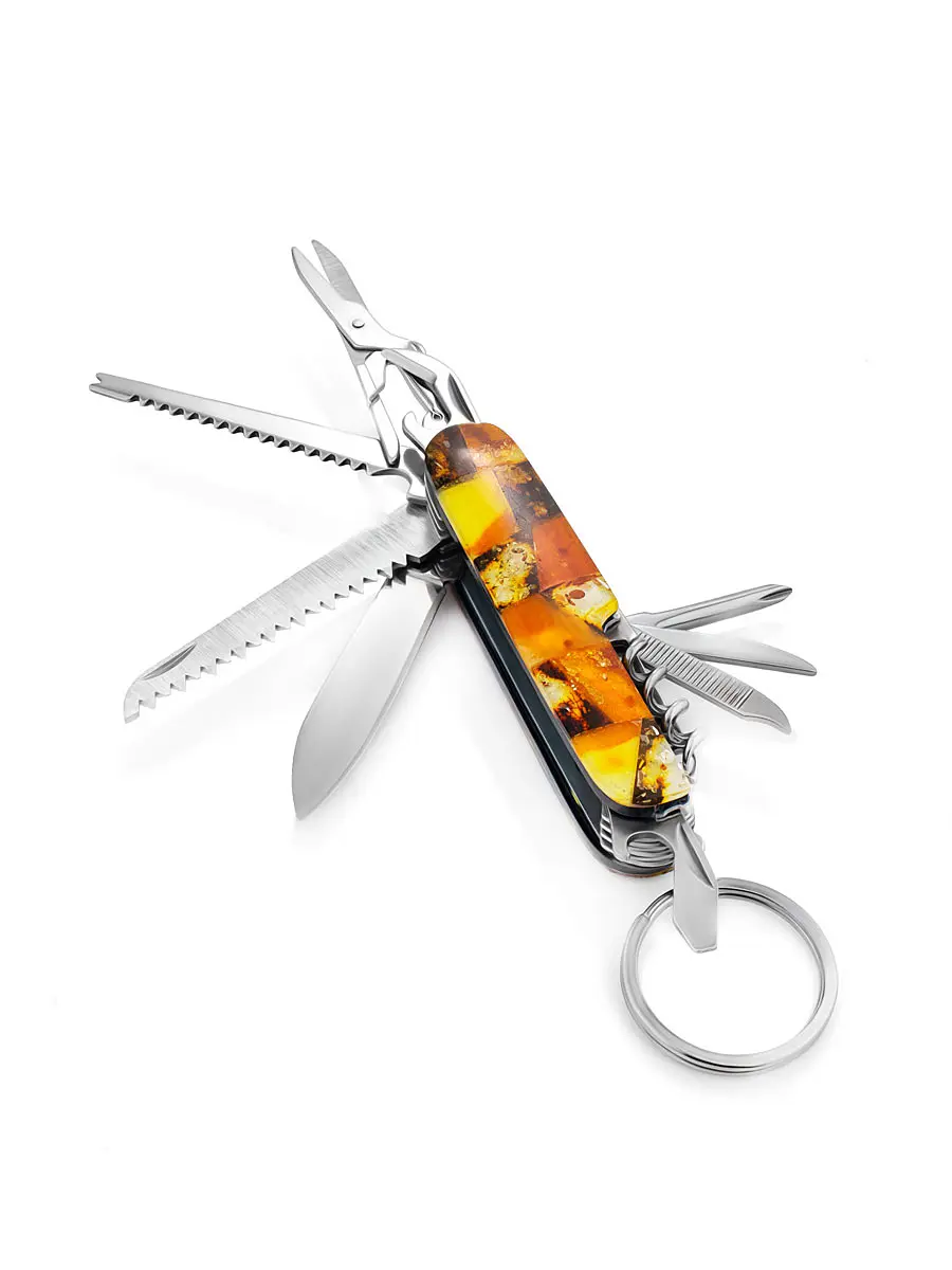 картинка Брелок-нож, украшенный мозаикой из янтаря в онлайн магазине