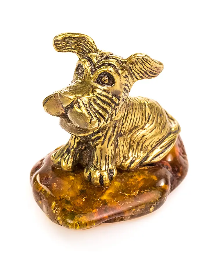 картинка Фигурка-талисман на цельном кусочке янтаря «Пёсик» в онлайн магазине