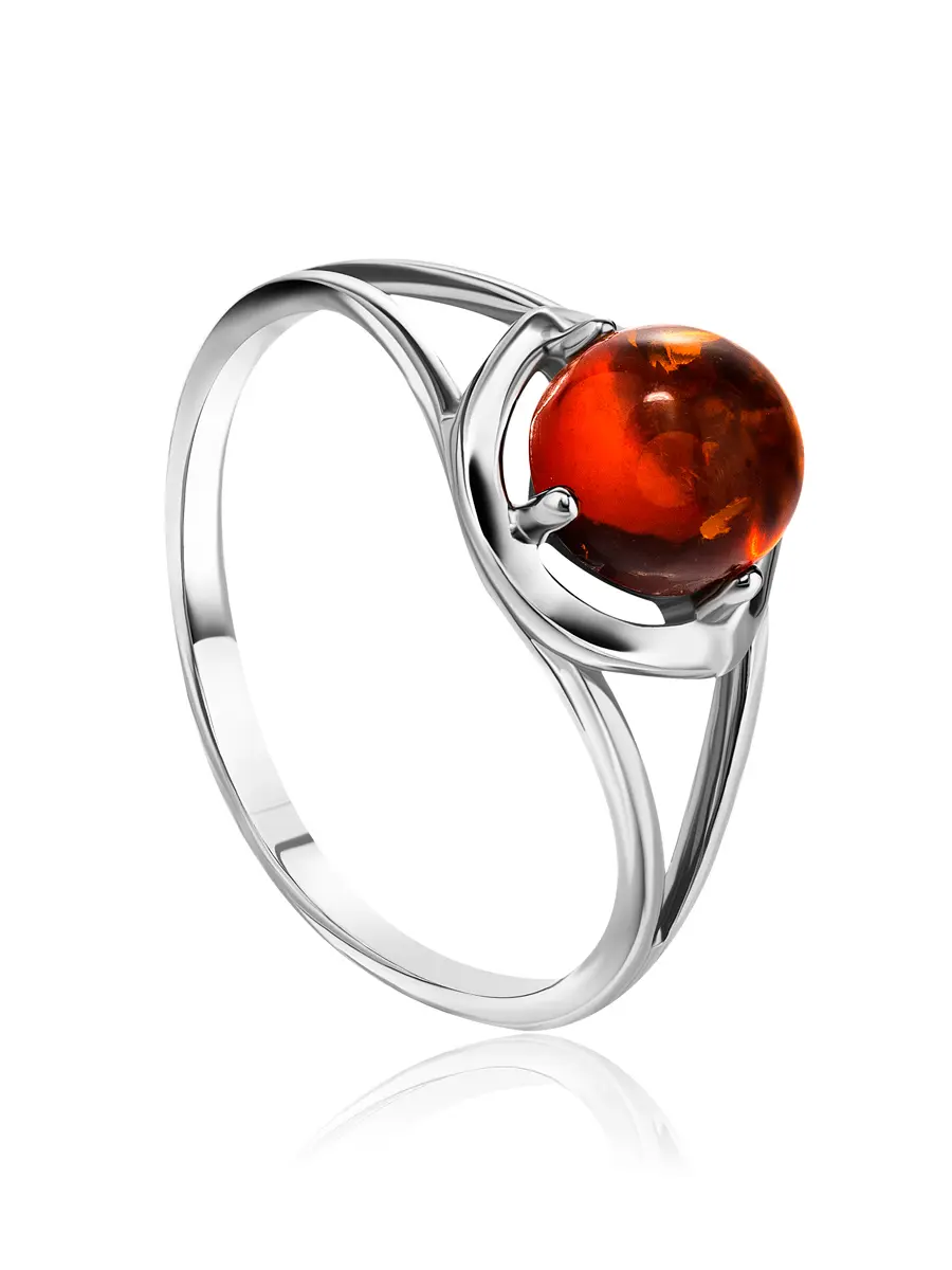картинка Миниатюрное кольцо, украшенное коньячным янтарём «Астория» в онлайн магазине