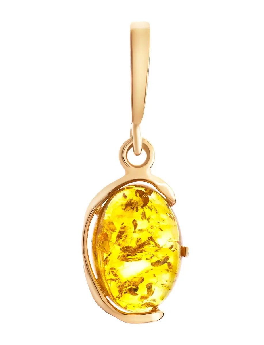 картинка Небольшой кулон из позолоченного серебра и янтаря лимонного цвета «Вивальди» в онлайн магазине