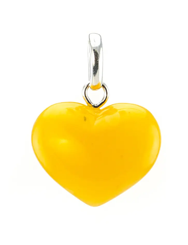 картинка Подвеска в форме сердца из цельного натурального янтаря насыщенного медового цвета в онлайн магазине
