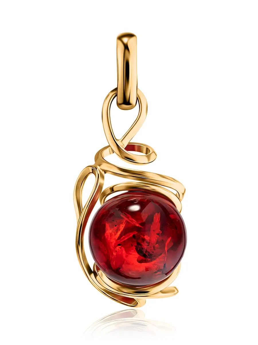 картинка Яркий кулон из красного янтаря «Валенсия» в онлайн магазине