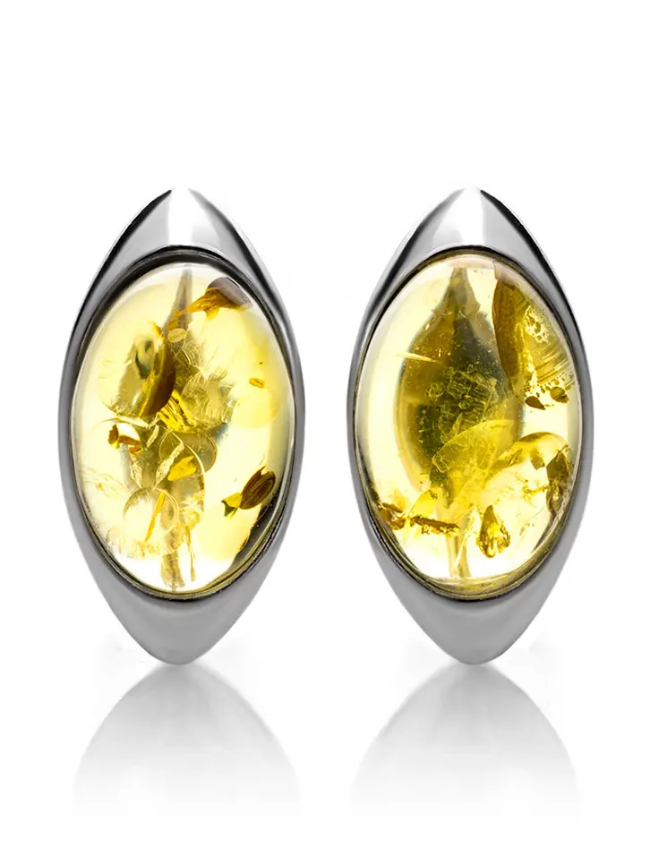 картинка Яркие серебряные серьги с натуральным балтийским лимонным янтарём «Шарлотта» в онлайн магазине
