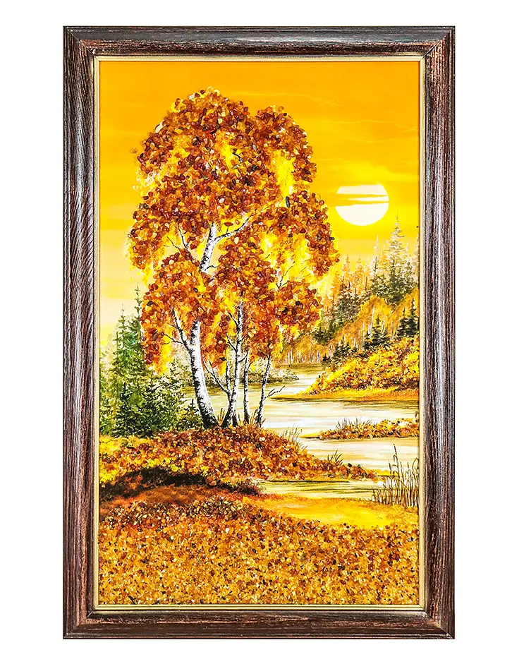 картинка Вертикальное панорамное панно с янтарём «В лучах заходящего солнца» в онлайн магазине