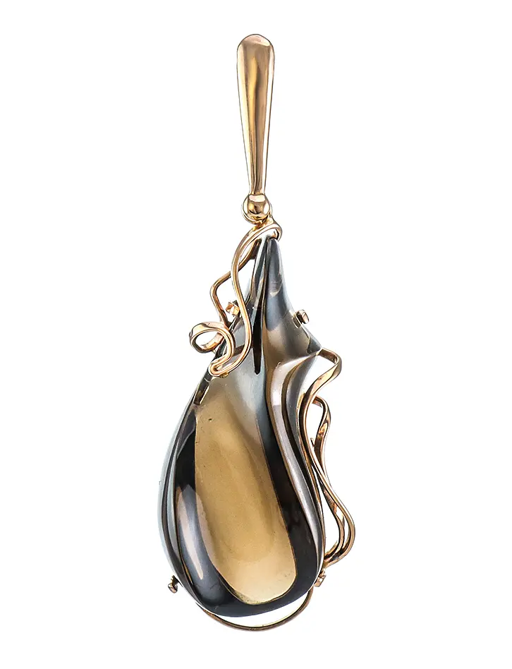картинка Изысканный кулон из золота с раухтопазом дымчатого цвета «Серенада» в онлайн магазине