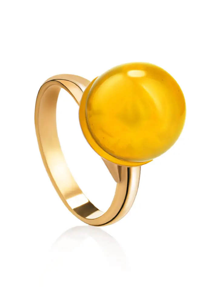 картинка Стильное кольцо с натуральным балтийским янтарём лимонного цвета «Париж» в онлайн магазине