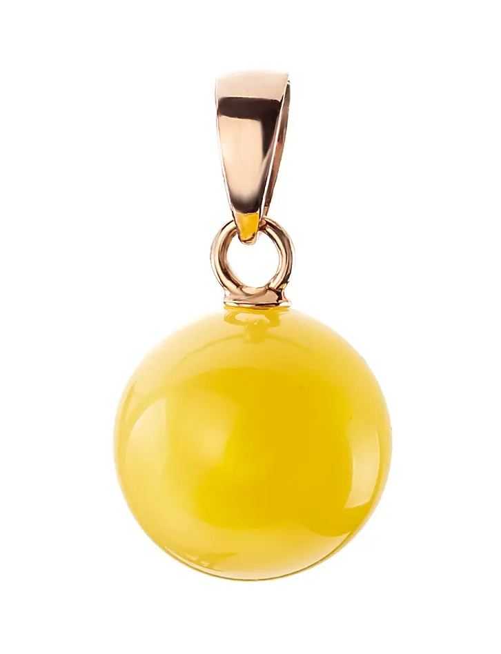 картинка Небольшая круглая подвеска из золота и натурального янтаря «Юпитер» в онлайн магазине