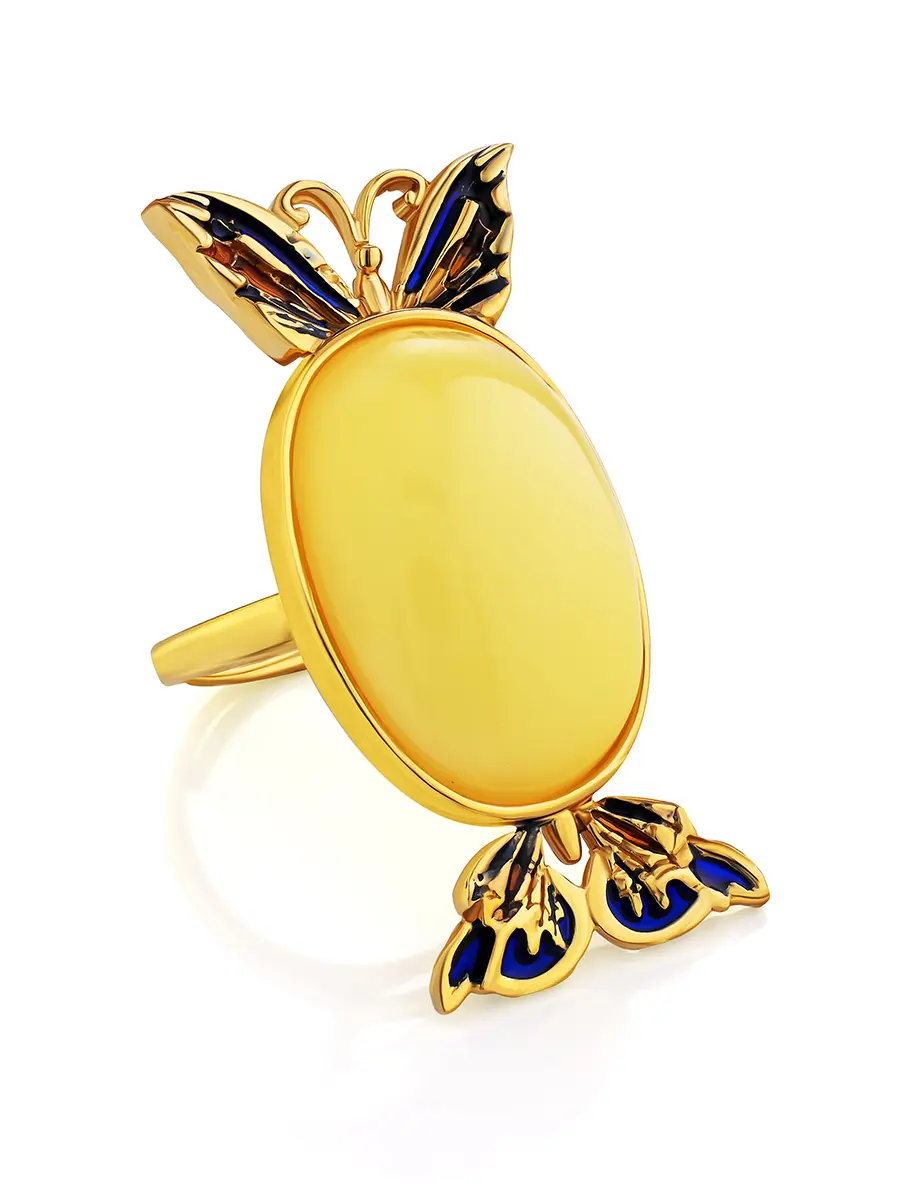 картинка Яркое эффектное кольцо «Апрель» из натурального янтаря в онлайн магазине