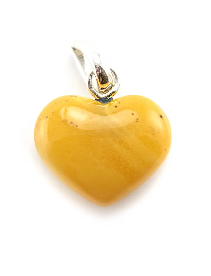 картинка Кулон из натурального янтаря «Сердце» темно-медового оттенка в онлайн магазине