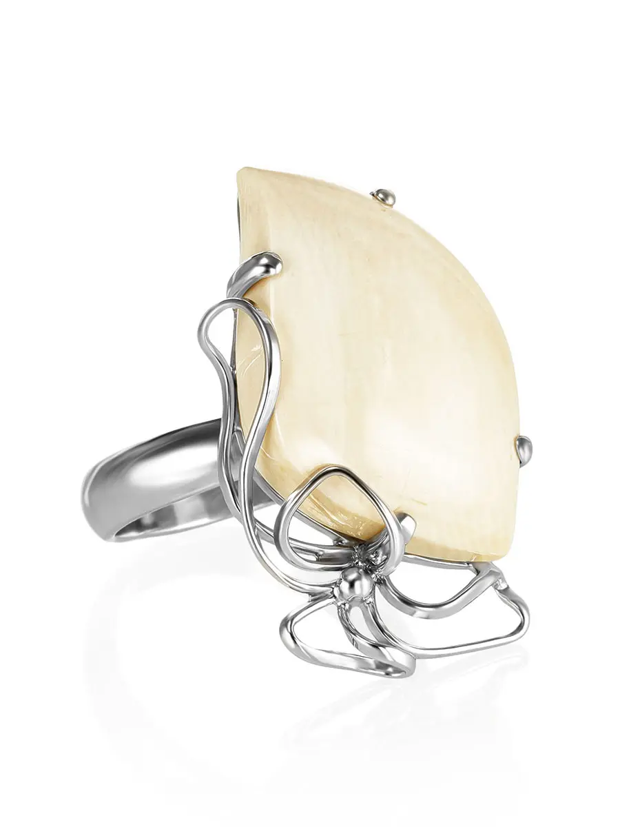 картинка Элегантное кольцо из бивня мамонта в серебре «Эра» в онлайн магазине