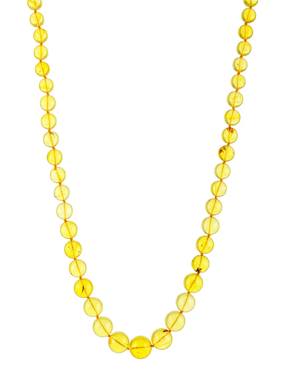 картинка Яркие бусы из натурального балтийского прозрачного янтаря «Шар лимонный с инклюзами» в онлайн магазине