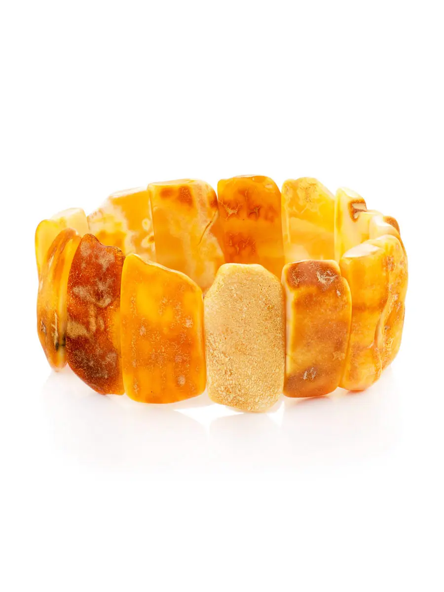 картинка Стильный браслет «Помпеи» из натурального цельного янтаря медового цвета в онлайн магазине