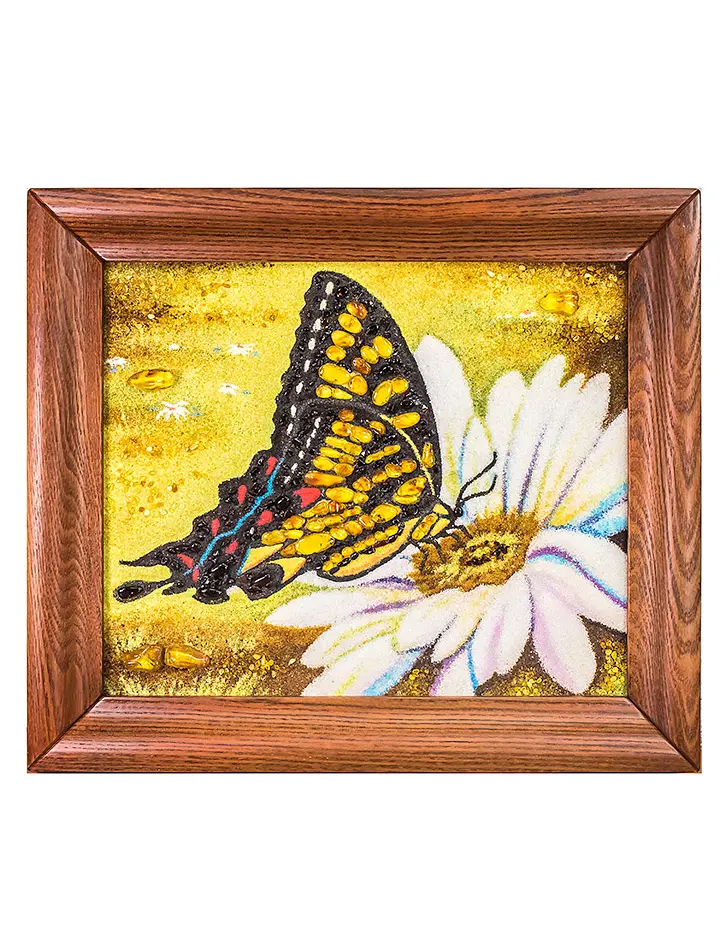 картинка Очаровательная небольшая картина из натурального янтаря «Бабочка» в онлайн магазине