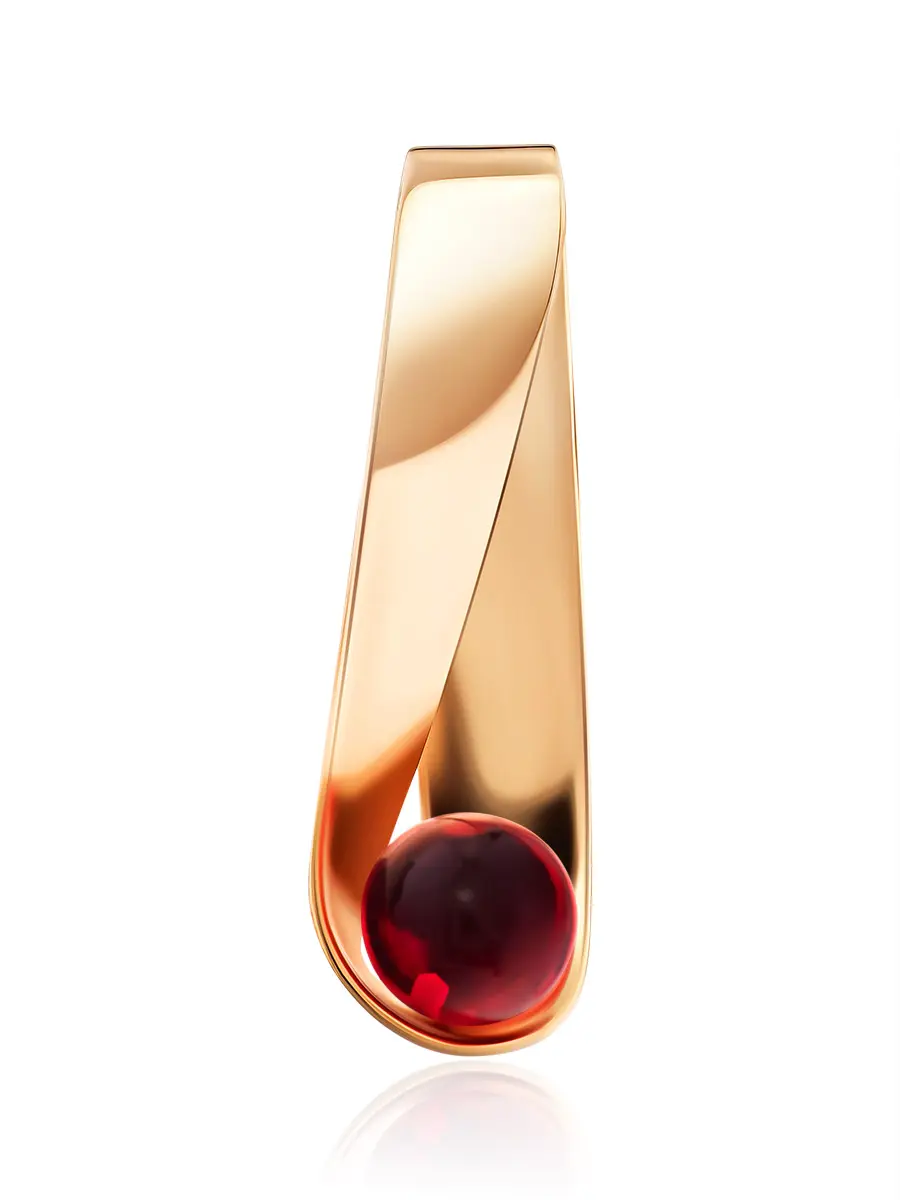 картинка Необычный геометрический кулон «Лея» из красного янтаря в онлайн магазине