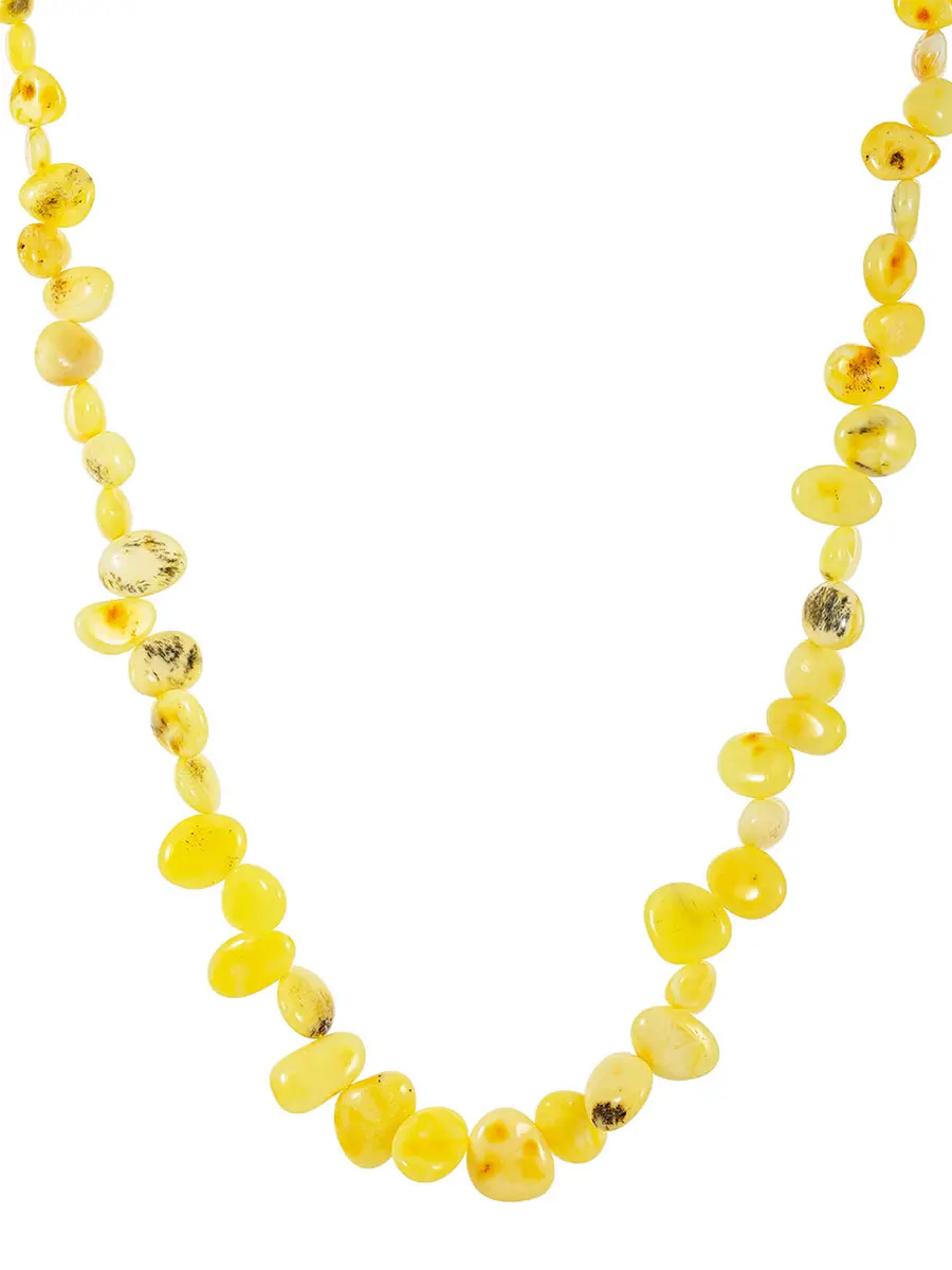 картинка Оригинальные бусы из натурального балтийского медового янтаря «Облепиха глянцевая» в онлайн магазине