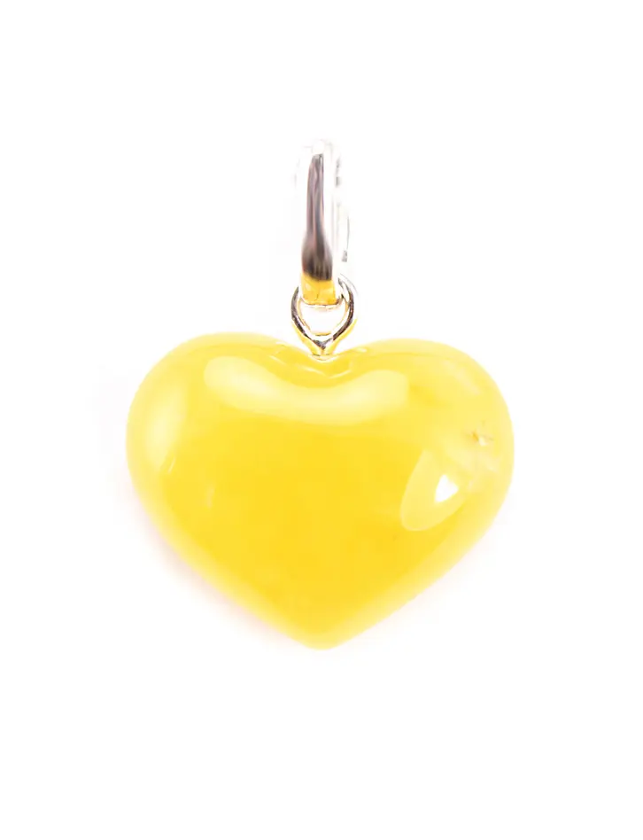 картинка Кулон «Сердце» из цельного янтаря медового цвета в онлайн магазине
