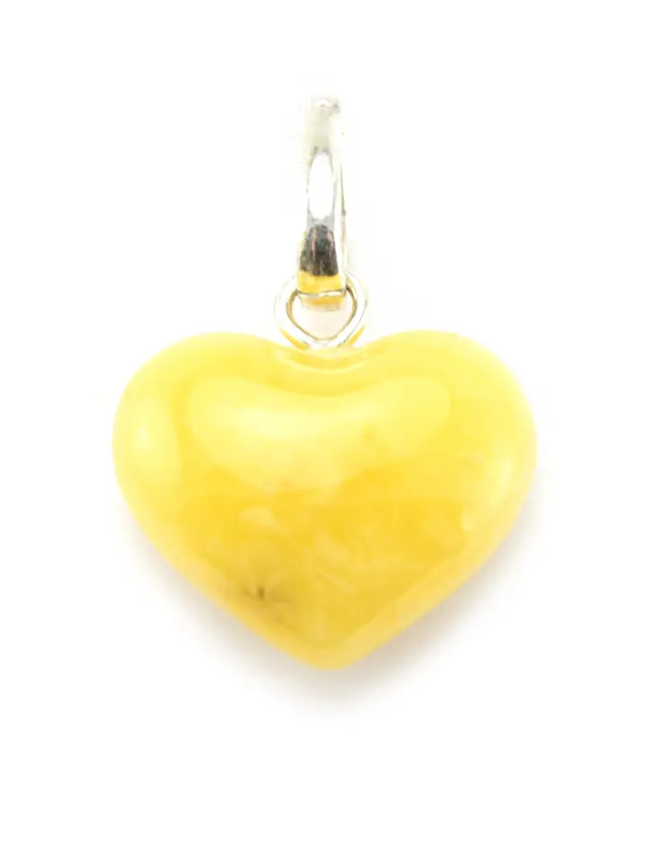 картинка Подвеска-сердечко из натурального янтаря светло-медового цвета в онлайн магазине