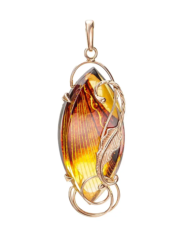 картинка Уникальный кулон из золота 585 пробы с янтарем, украшенным инталиями «Одиссея» в онлайн магазине