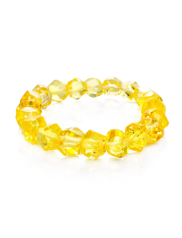 картинка Яркий браслет из натурального янтаря «Кристалл лимонный» в онлайн магазине