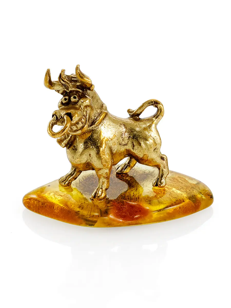 картинка Талисман «Весёлый бык» с янтарём в онлайн магазине