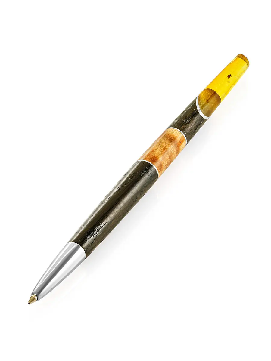 картинка Ручка из дерева и натурального цельного балтийского янтаря с инклюзом «Олливандер» в онлайн магазине