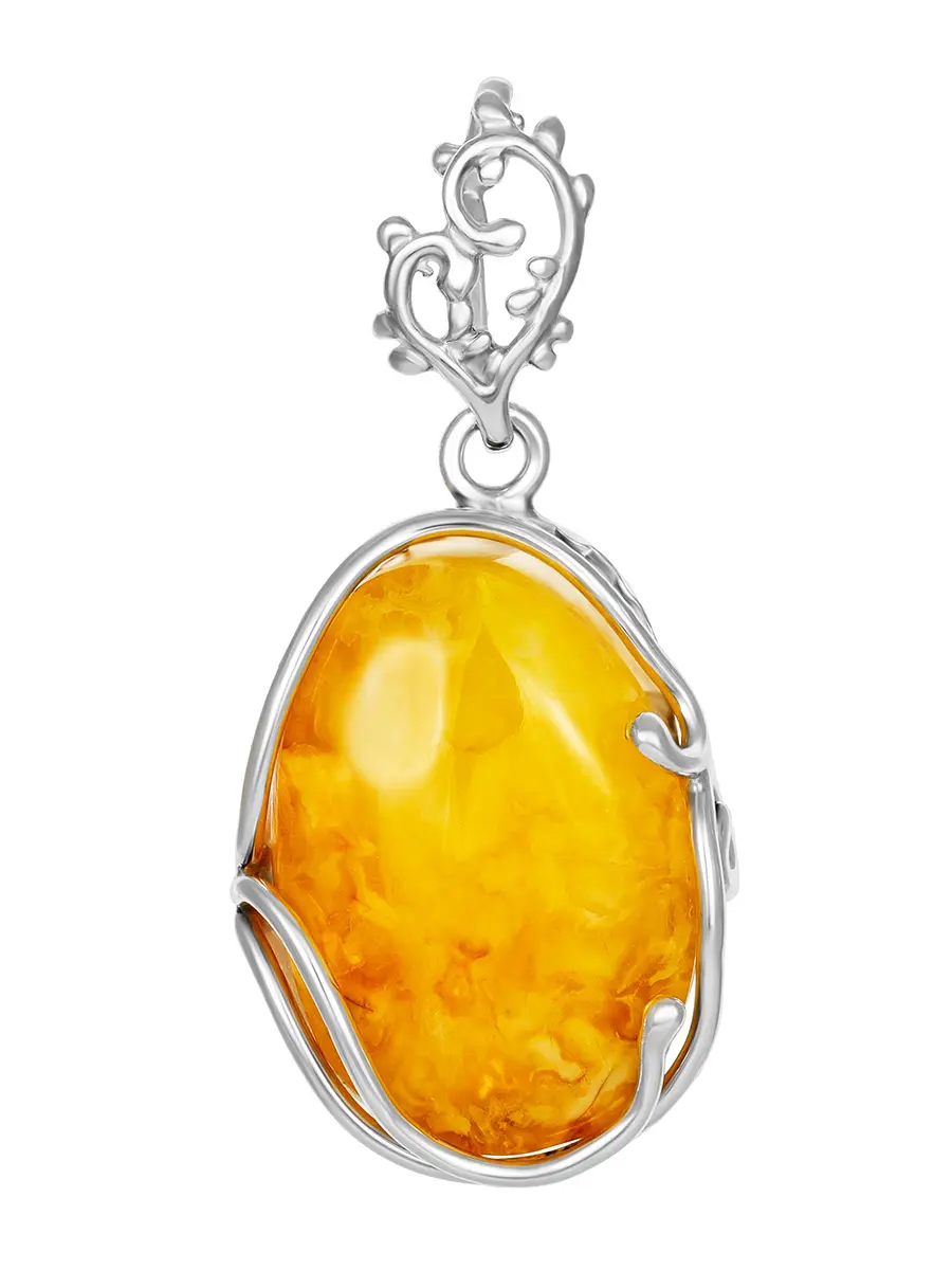 картинка Подвеска из натурального янтаря медового цвета с природной текстурой «Версаль» в онлайн магазине