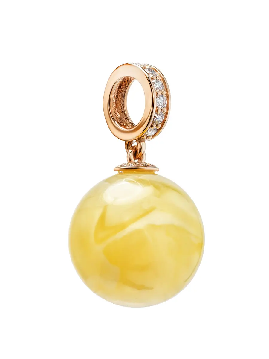 картинка Изысканный золотой кулон «Юпитер», украшенный цельным янтарём и бриллиантами в онлайн магазине