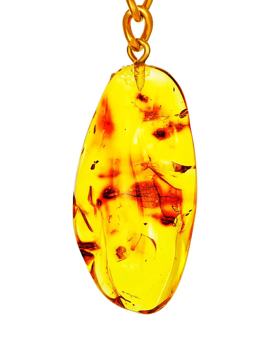 картинка Брелок с натуральным янтарем лимонного цвета в онлайн магазине