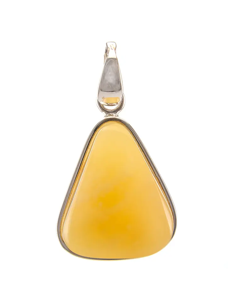 картинка Треугольный кулон из серебра и натурального колумбийского медового янтаря «Глянец» в онлайн магазине