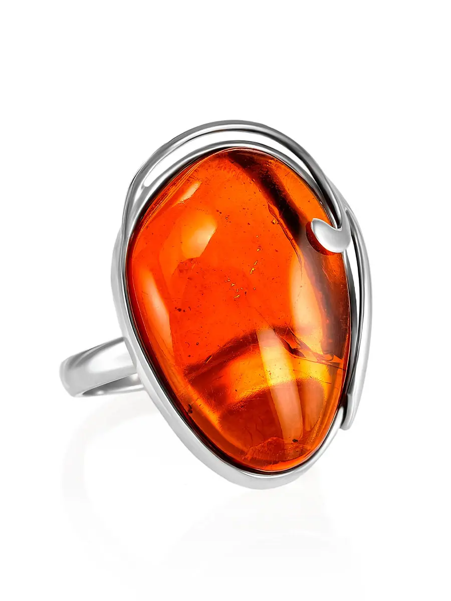 картинка Крупное эффектное кольцо из коньячного янтаря «Маньяна» в онлайн магазине
